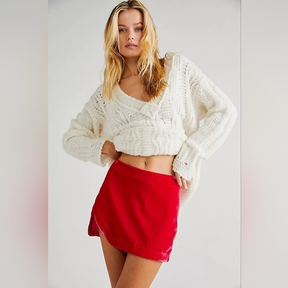 Free People Dresses & Skirts - NWT Annalise Velvet Mini Skirt Pink Phenom